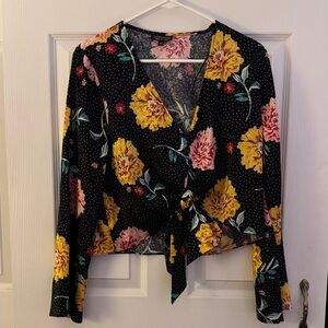 Topshop Black Floral Blouse